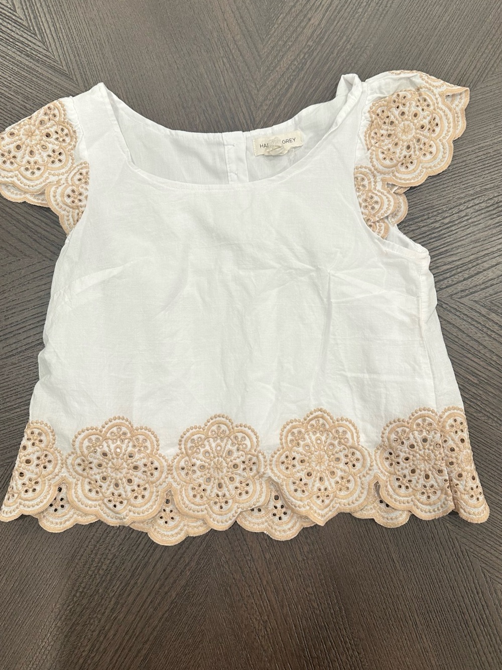 Mable & Grey White Eyelet Trim Girls Top